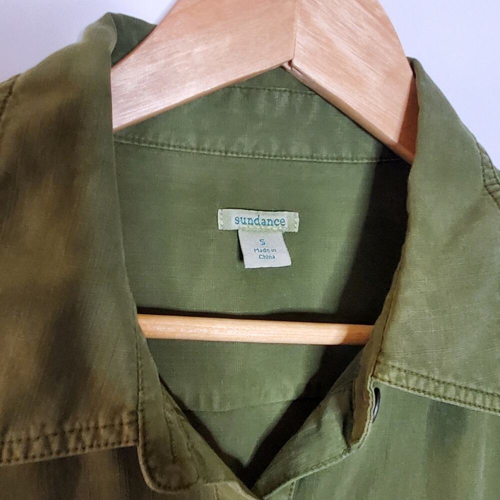 Sundance Green Button Front Drawstring Waist 100%… - image 3